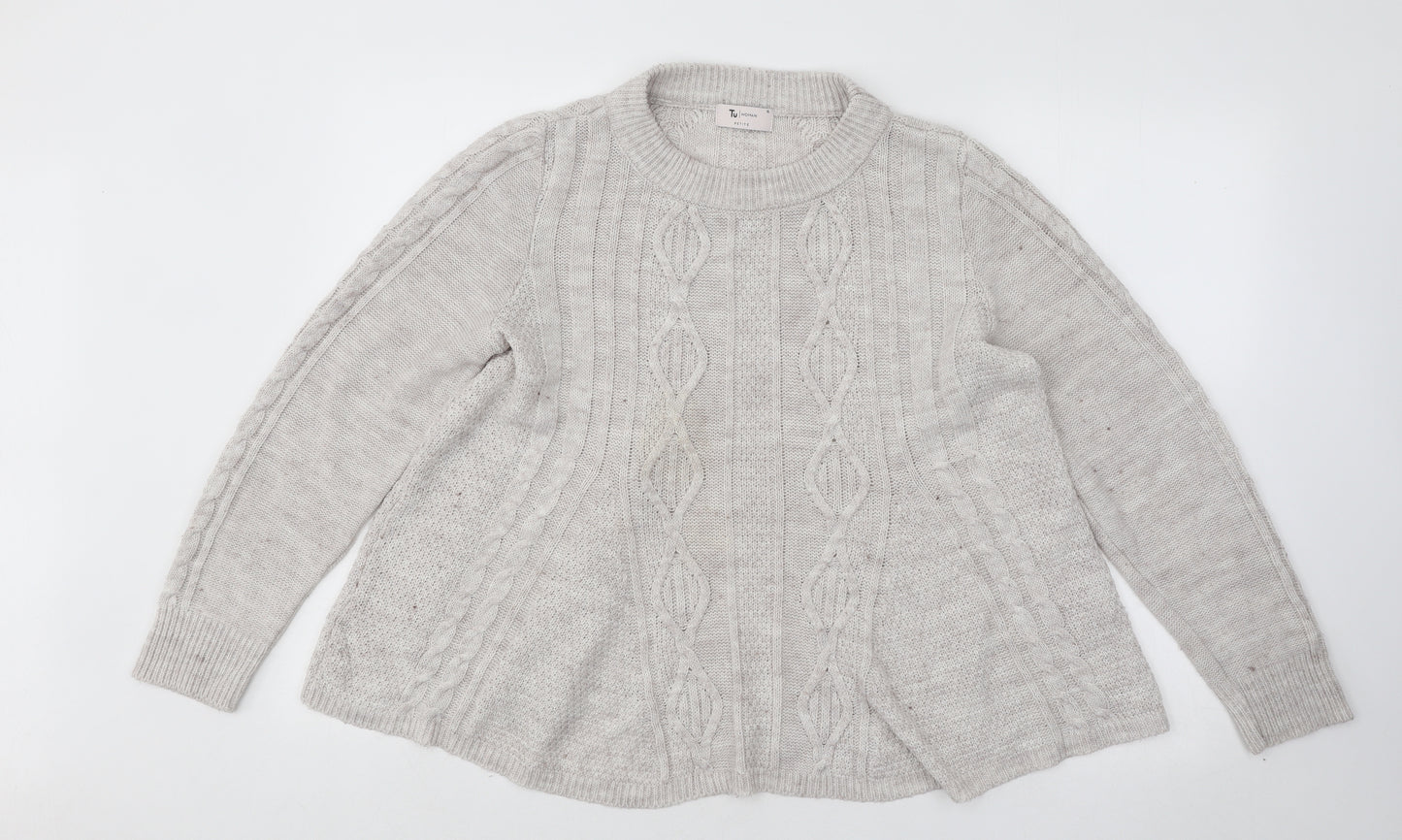 TU Womens Beige Mock Neck Acrylic Pullover Jumper Size 16 - Cable knit