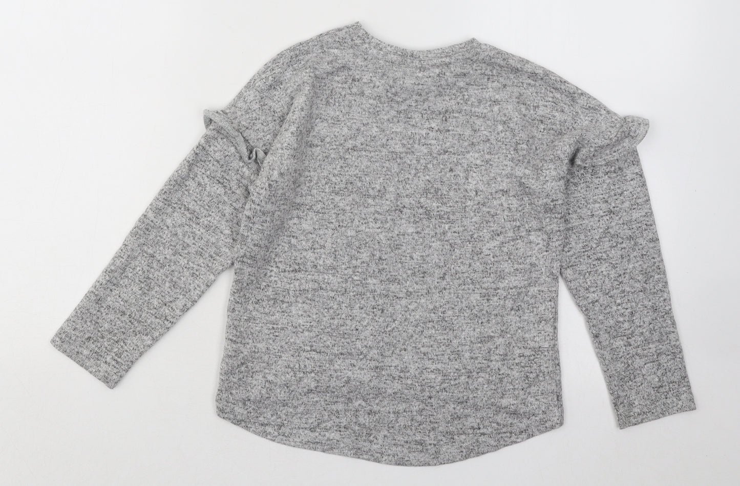F&F Girls Grey Round Neck Acrylic Pullover Jumper Size 5-6 Years Pullover - Unicorn
