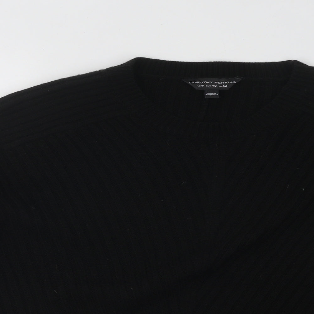 Dorothy Perkins Womens Black Round Neck Acrylic Pullover Jumper Size 12