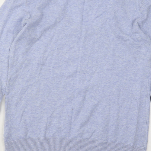 H&M Womens Blue V-Neck Cotton Pullover Jumper Size M