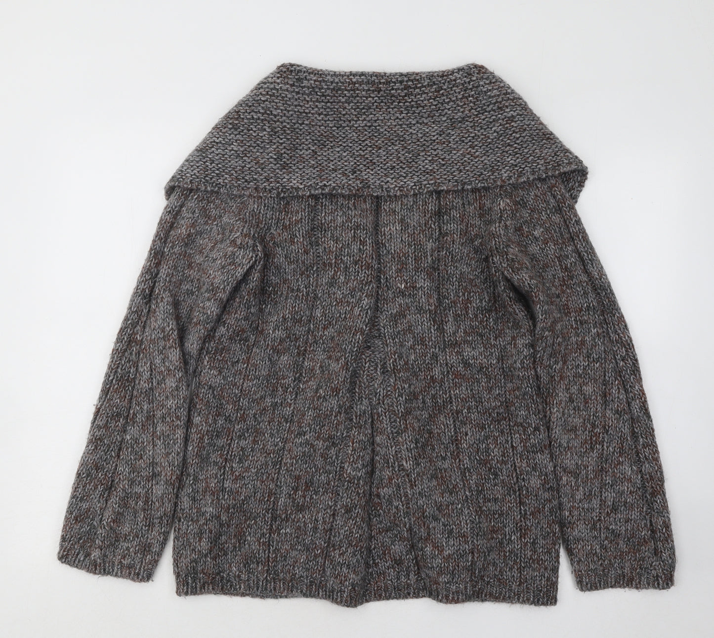 Per Una Womens Grey Collared Acrylic Cardigan Jumper Size M