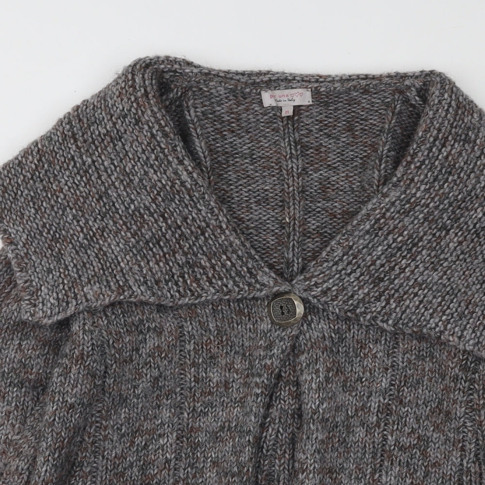 Per Una Womens Grey Collared Acrylic Cardigan Jumper Size M