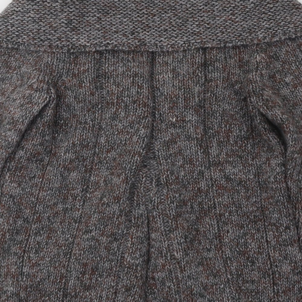 Per Una Womens Grey Collared Acrylic Cardigan Jumper Size M
