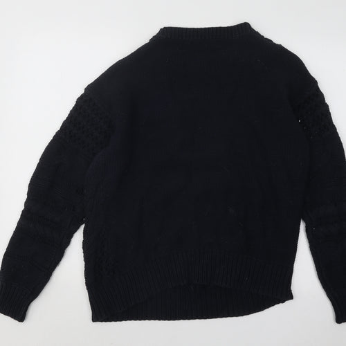 NEXT Womens Blue Round Neck Geometric Cotton Pullover Jumper Size M