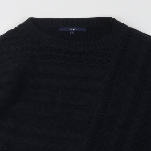 NEXT Womens Blue Round Neck Geometric Cotton Pullover Jumper Size M