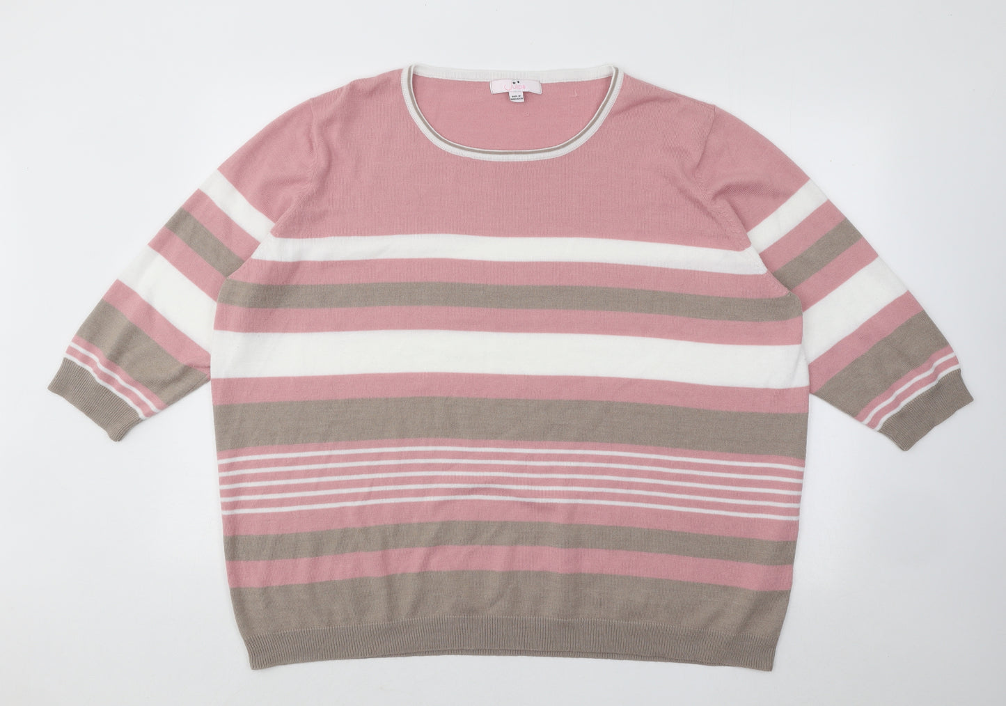 Julipa Womens Multicoloured Round Neck Striped Acrylic Pullover Jumper Size 28