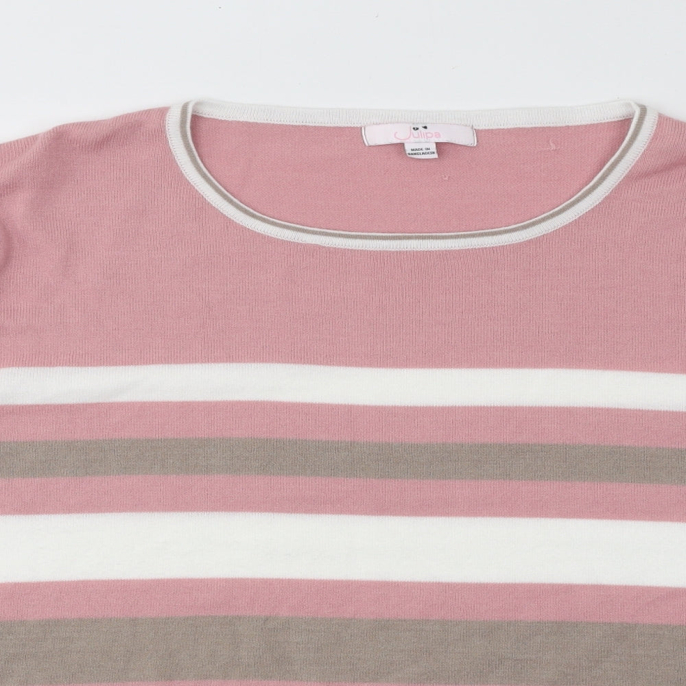 Julipa Womens Multicoloured Round Neck Striped Acrylic Pullover Jumper Size 28