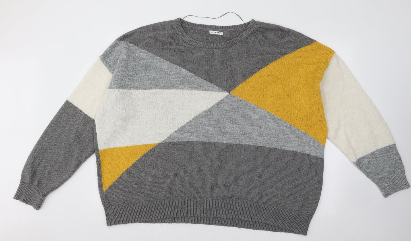 Damart Womens Multicoloured Round Neck Geometric Acrylic Pullover Jumper Size 26