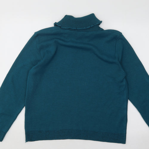 Mia Moda Womens Blue Roll Neck Acrylic Pullover Jumper Size M