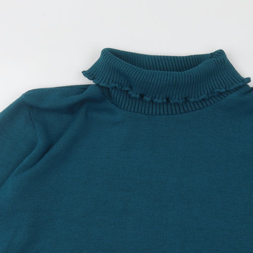 Mia Moda Womens Blue Roll Neck Acrylic Pullover Jumper Size M