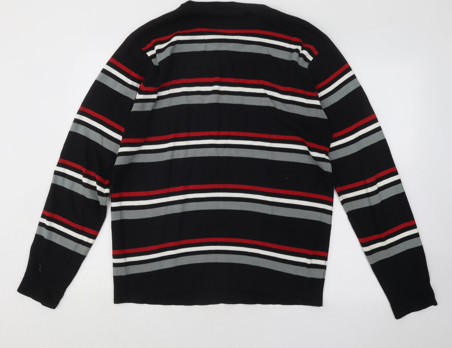 UrbanSpirit Mens Multicoloured Round Neck Striped Acrylic Pullover Jumper Size M