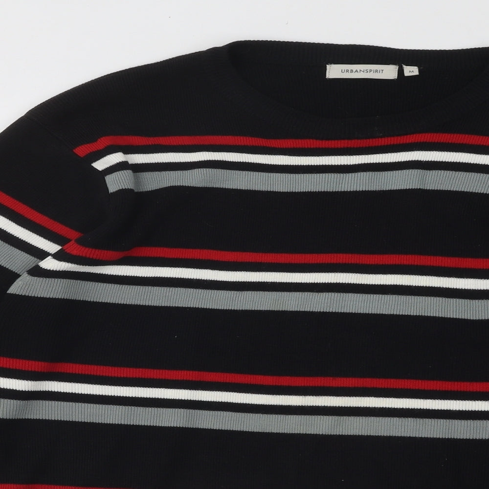 UrbanSpirit Mens Multicoloured Round Neck Striped Acrylic Pullover Jumper Size M