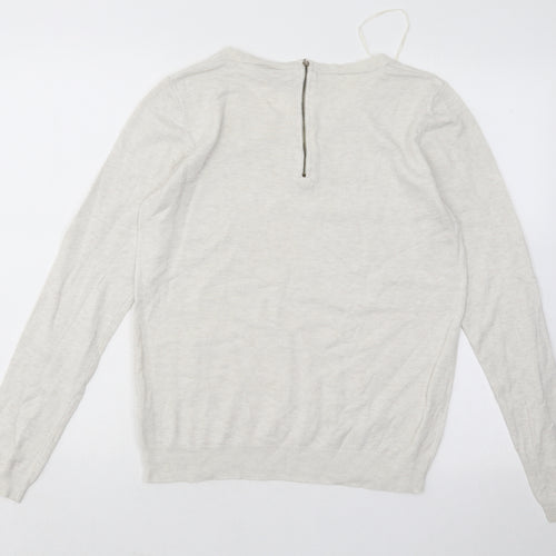 Papaya Womens Grey Scoop Neck Viscose Pullover Jumper Size 14