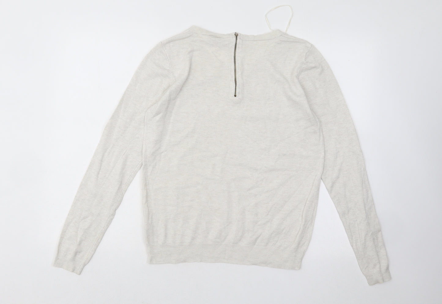 Papaya Womens Grey Scoop Neck Viscose Pullover Jumper Size 14