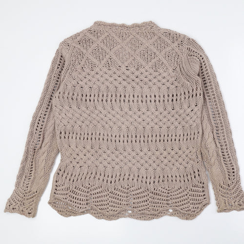 Amaryllis Womens Brown Scoop Neck Polyester Pullover Jumper Size S