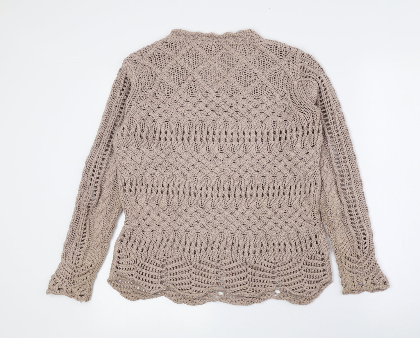 Amaryllis Womens Brown Scoop Neck Polyester Pullover Jumper Size S