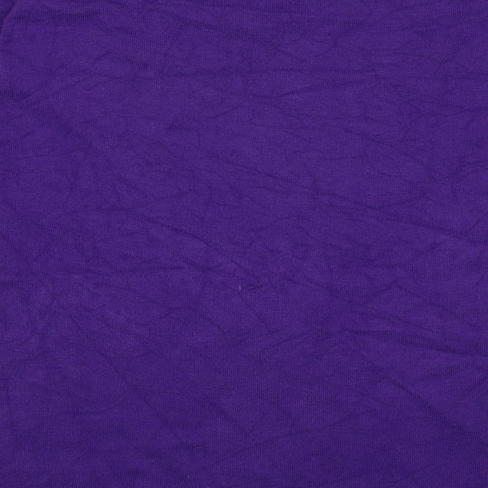 CASAMIA Womens Purple Floral Viscose Basic T-Shirt Size M Crew Neck