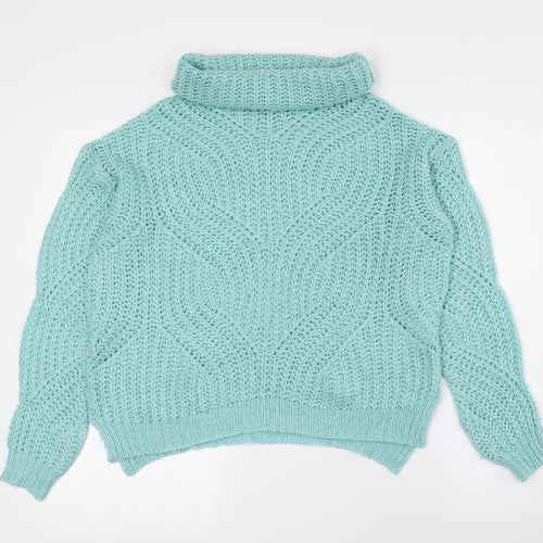 Select Womens Blue Roll Neck Acrylic Pullover Jumper Size 12