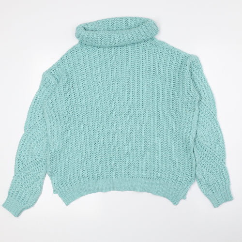 Select Womens Blue Roll Neck Acrylic Pullover Jumper Size 12