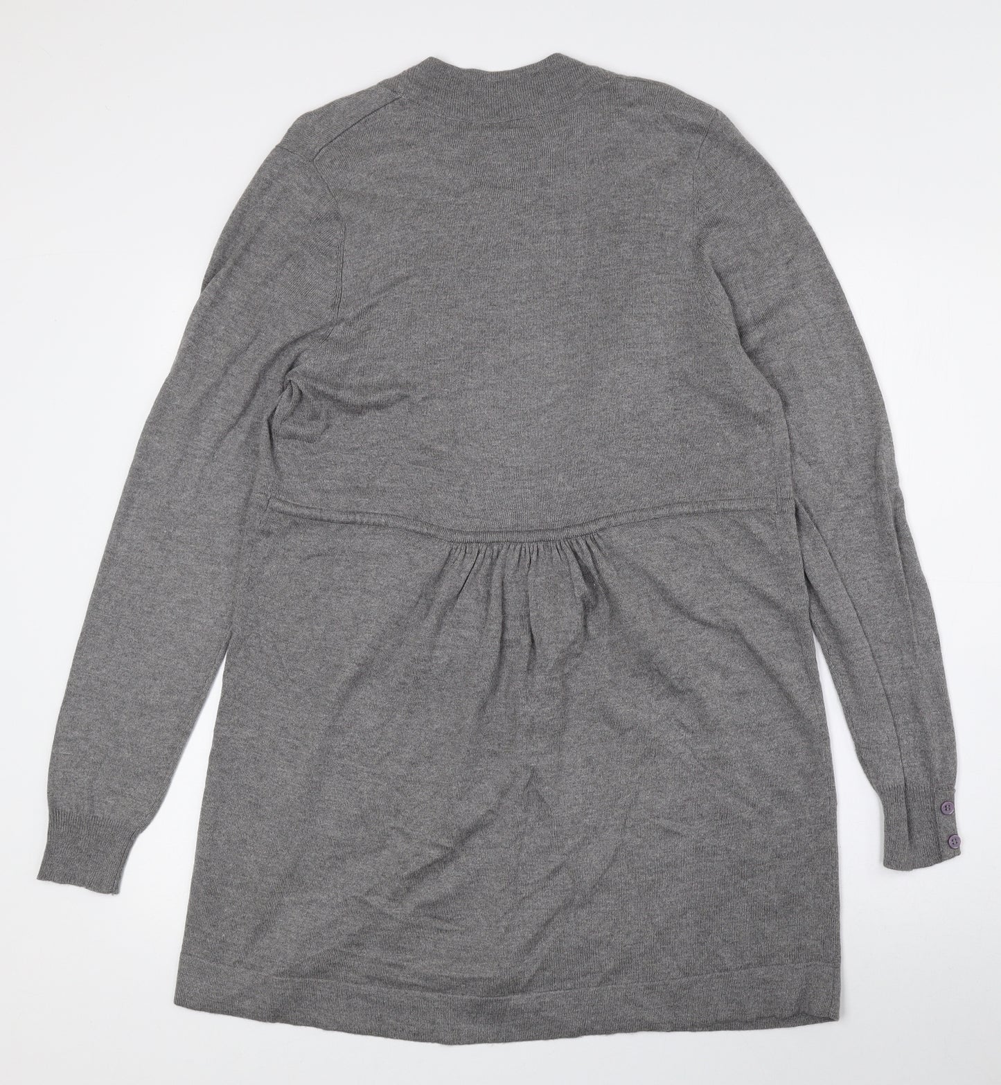 BHS Womens Grey V-Neck Viscose Cardigan Jumper Size 14