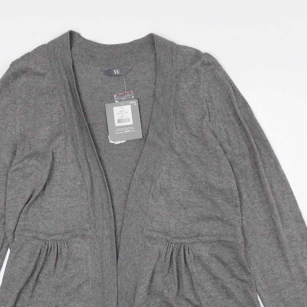 BHS Womens Grey V-Neck Viscose Cardigan Jumper Size 14