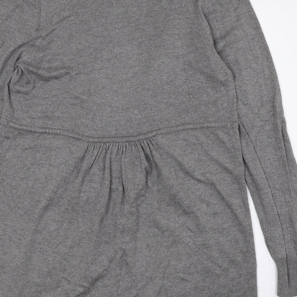 BHS Womens Grey V-Neck Viscose Cardigan Jumper Size 14