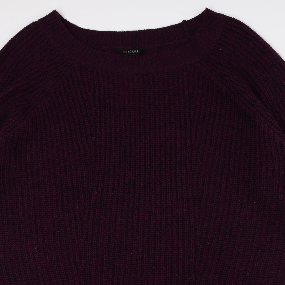Love Yours Womens Purple Acrylic Jumper Dress Size 26 Boat Neck Zip - Size 26/28