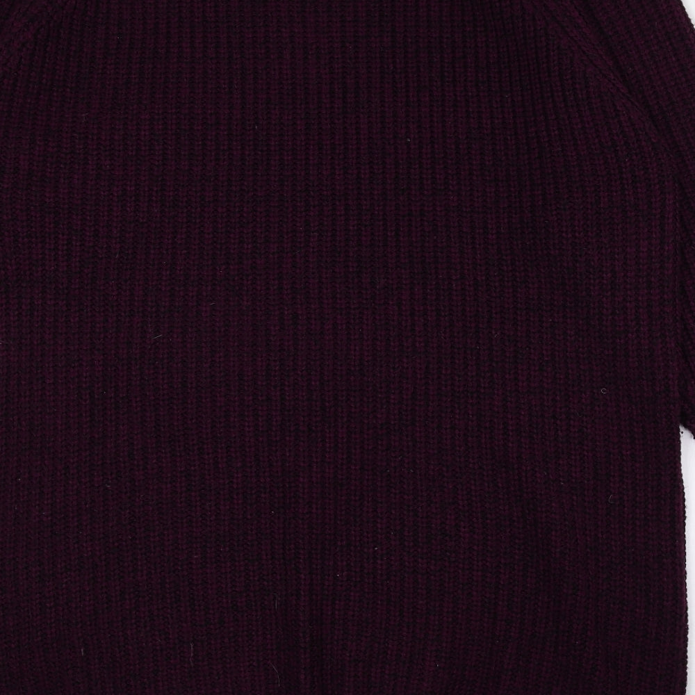 Love Yours Womens Purple Acrylic Jumper Dress Size 26 Boat Neck Zip - Size 26/28
