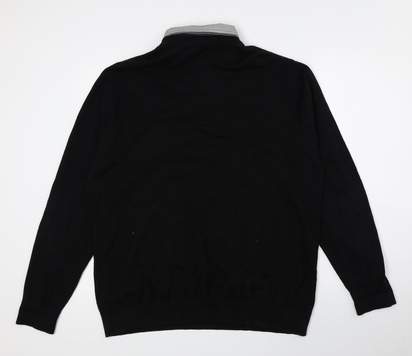 NEXT Mens Black Collared Cotton Pullover Jumper Size XL