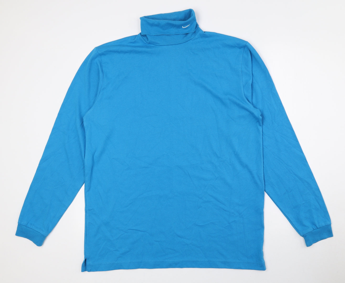 Nike Mens Blue Cotton Pullover T-Shirt Size L Roll Neck