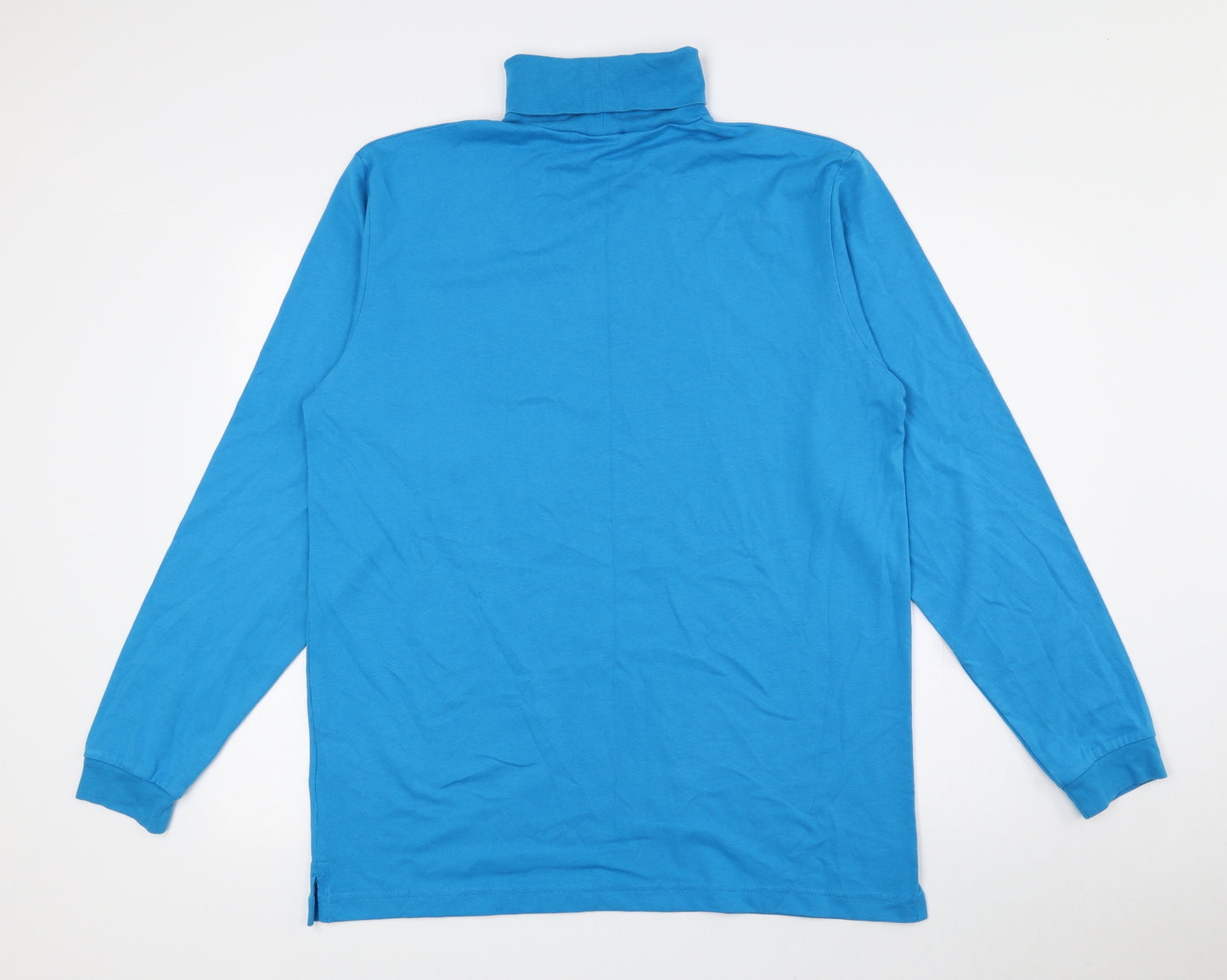 Nike Mens Blue Cotton Pullover T-Shirt Size L Roll Neck