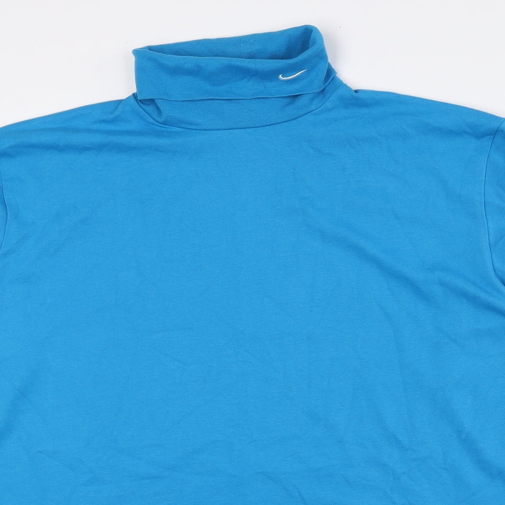 Nike Mens Blue Cotton Pullover T-Shirt Size L Roll Neck