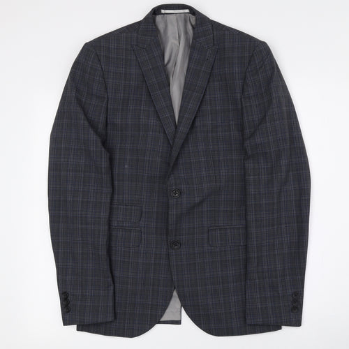 NEXT Mens Grey Check Polyester Jacket Suit Jacket Size 36