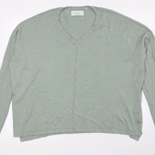 ADPT Womens Green V-Neck Viscose Cardigan Jumper Size XL