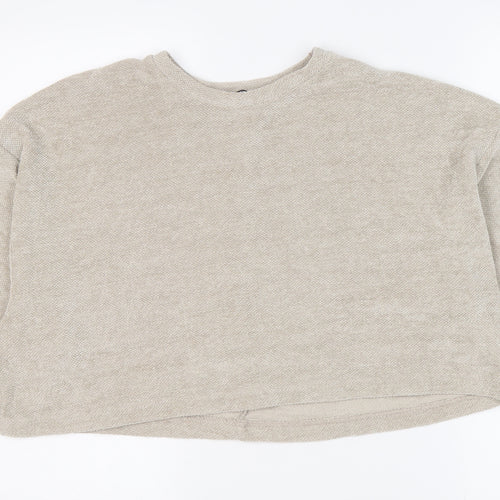 Nasty Gal Womens Beige Round Neck Polyester Pullover Jumper Size 10
