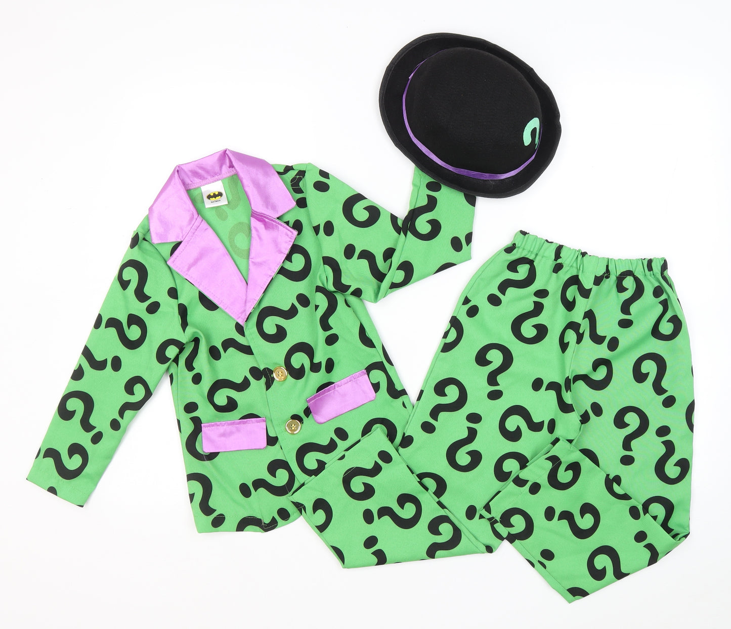 Amscan Boys Green Geometric Polyester Pyjama Set Size 5-6 Years Button - The Riddler Costume (Batman)
