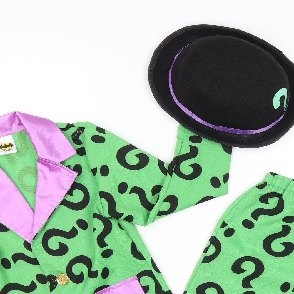 Amscan Boys Green Geometric Polyester Pyjama Set Size 5-6 Years Button - The Riddler Costume (Batman)