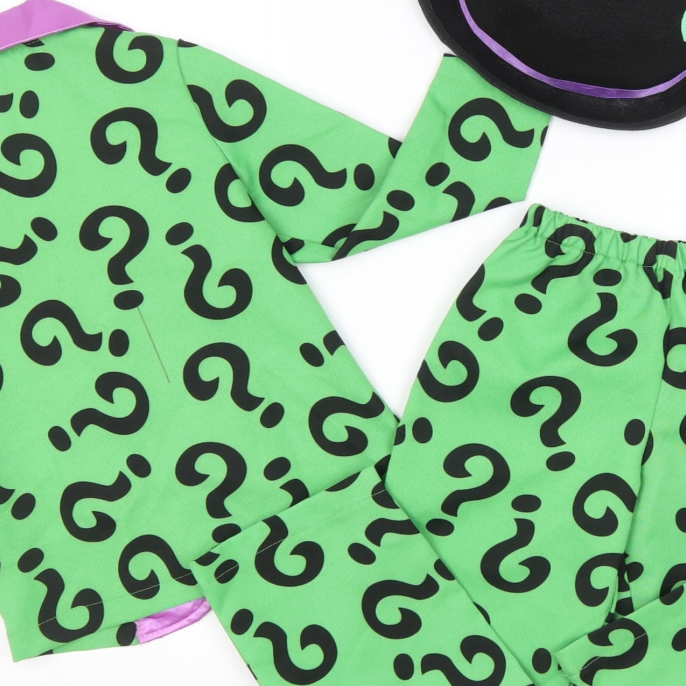 Amscan Boys Green Geometric Polyester Pyjama Set Size 5-6 Years Button - The Riddler Costume (Batman)