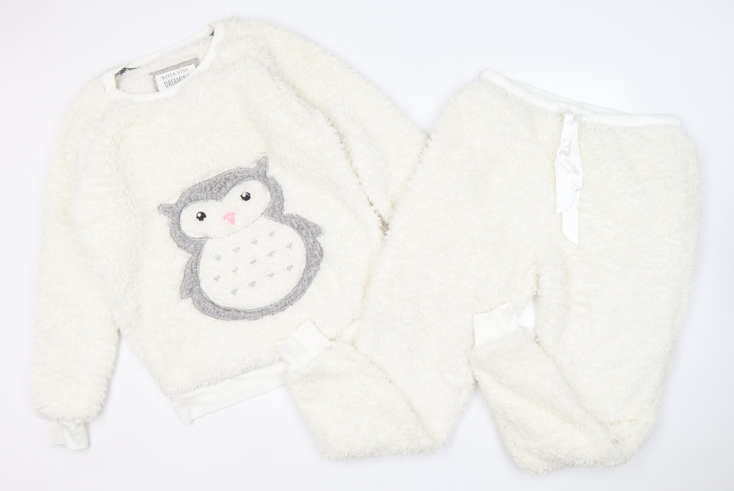 TU Womens Ivory Polyester Capri Pyjama Set Size M Drawstring - Owl