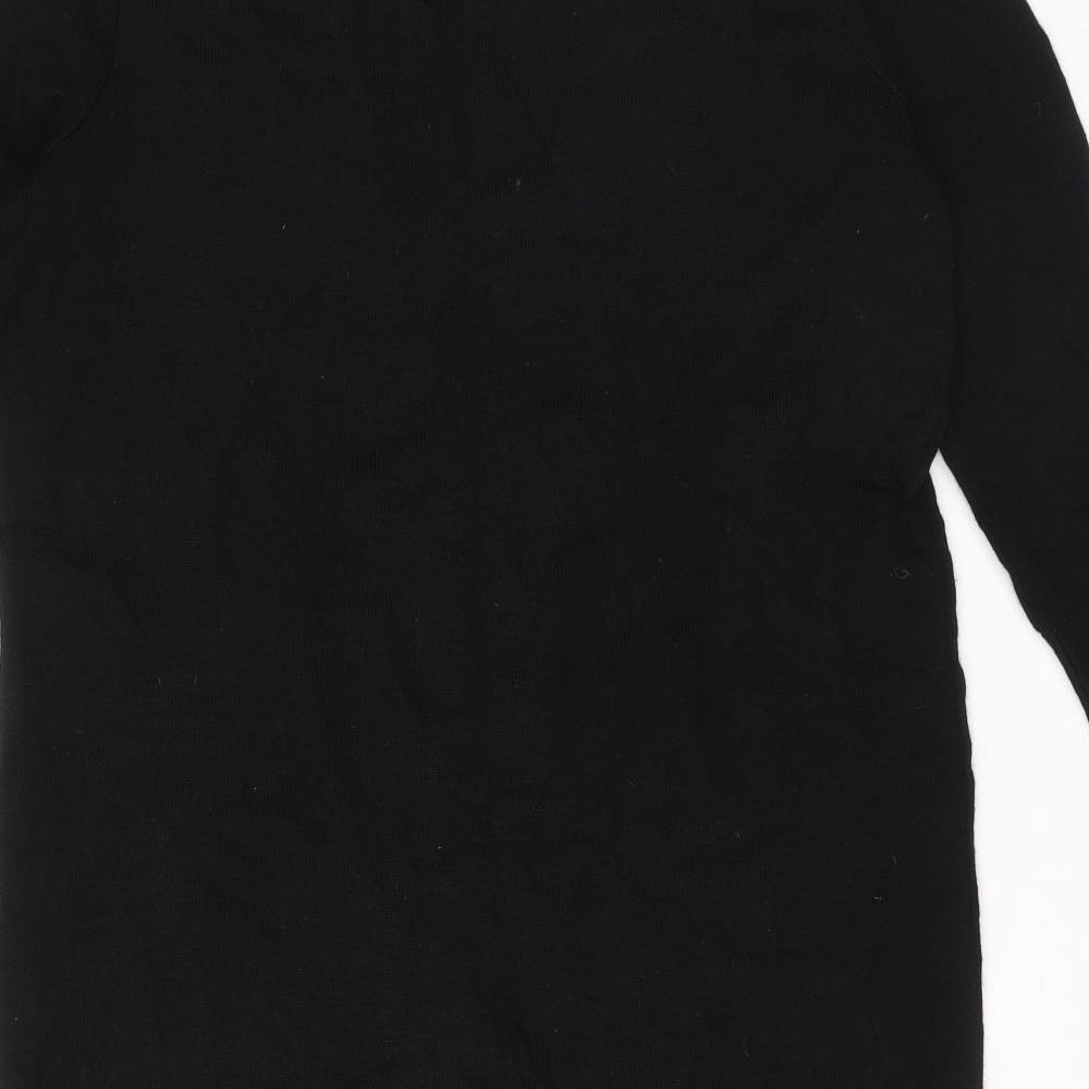 Lew Look Womens Black Acrylic Jumper Dress Size L V-Neck Pullover