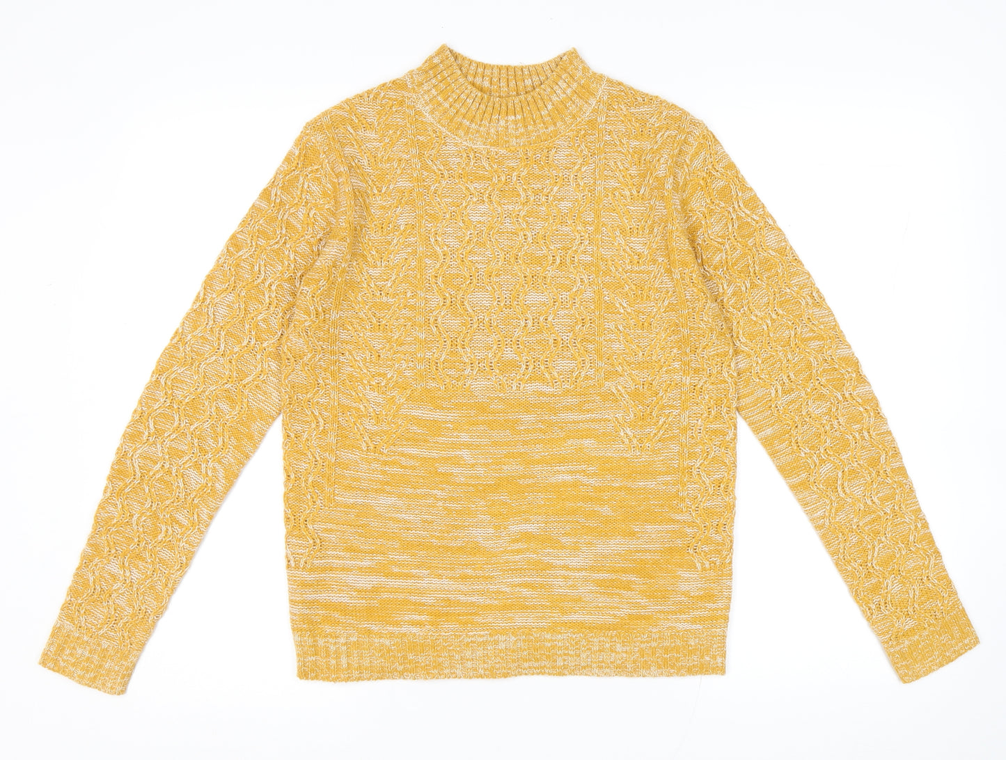Papaya Womens Yellow High Neck Acrylic Pullover Jumper Size S