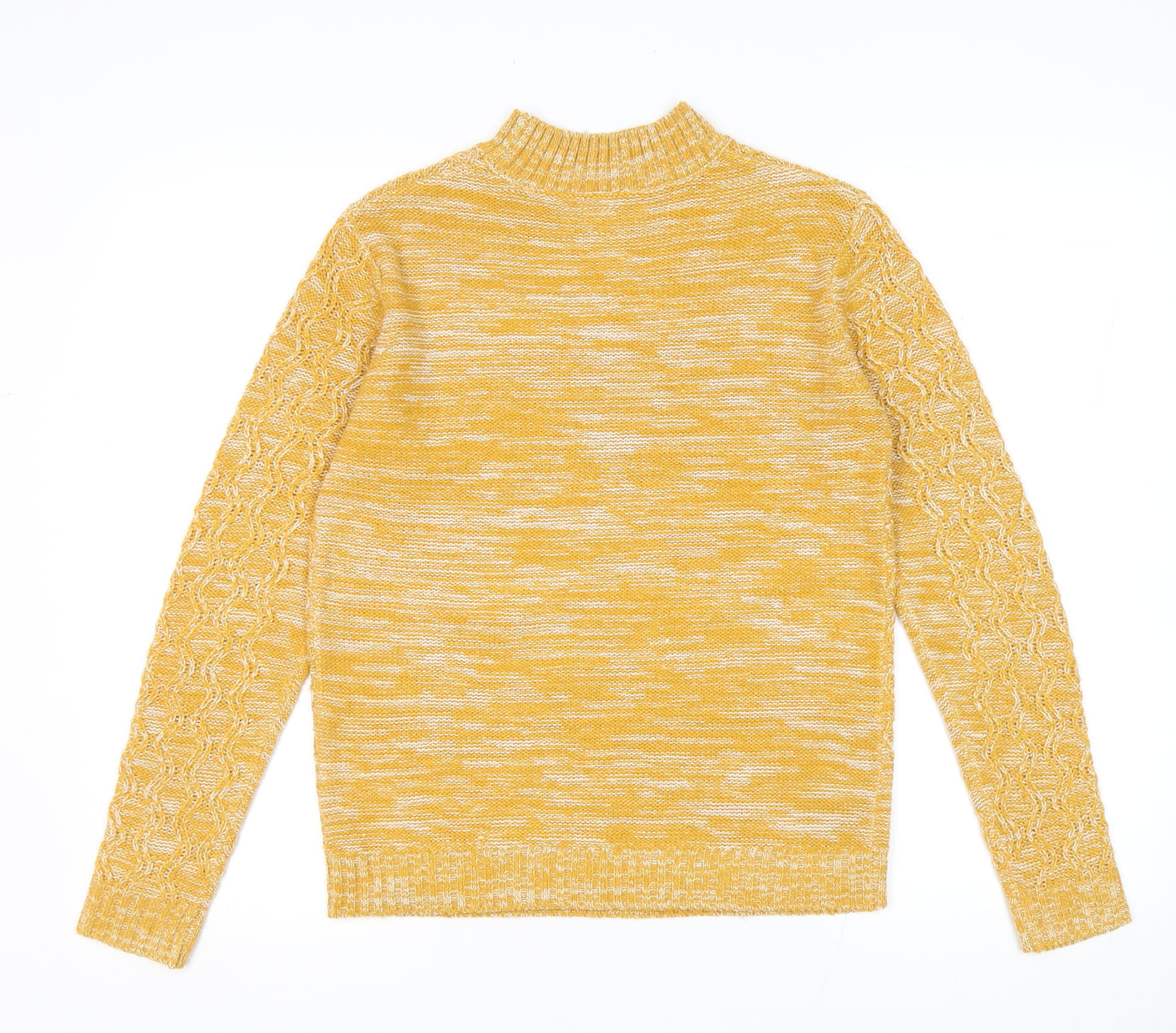 Papaya Womens Yellow High Neck Acrylic Pullover Jumper Size S