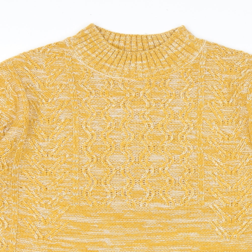 Papaya Womens Yellow High Neck Acrylic Pullover Jumper Size S