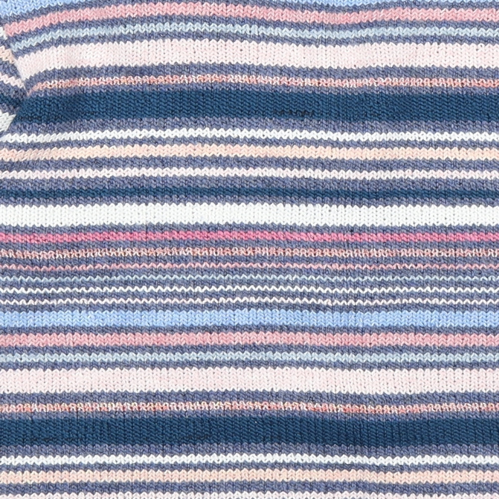 Per Una Womens Multicoloured V-Neck Striped Acrylic Cardigan Jumper Size 16