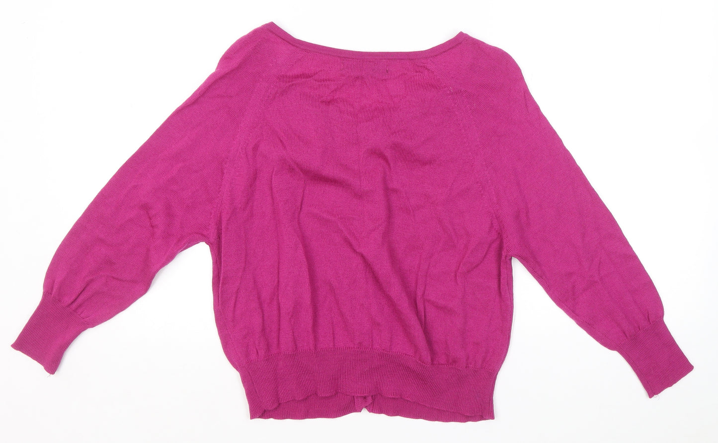 Les Folies Womens Pink V-Neck 100% Merino Wool Cardigan Jumper Size M