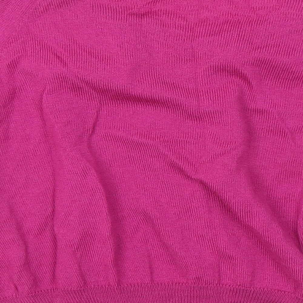 Les Folies Womens Pink V-Neck 100% Merino Wool Cardigan Jumper Size M
