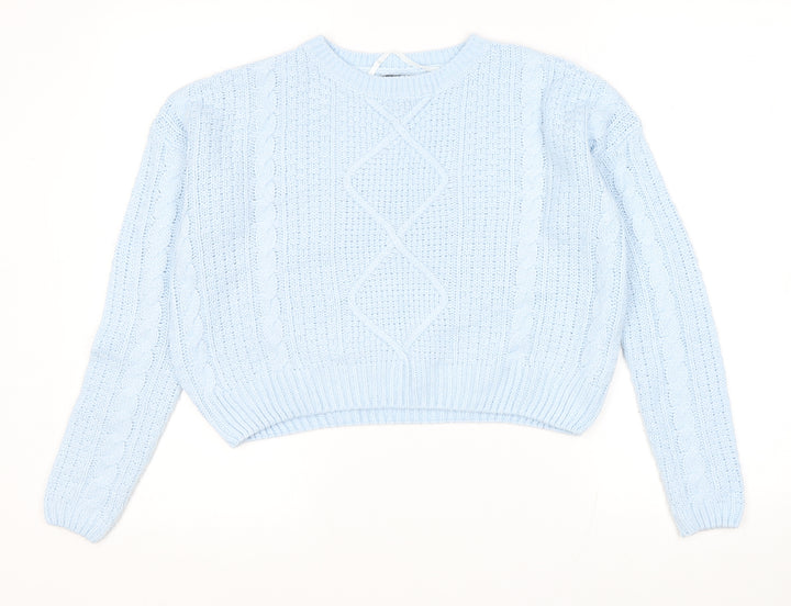 Atmosphere Womens Blue Round Neck Acrylic Pullover Jumper Size S