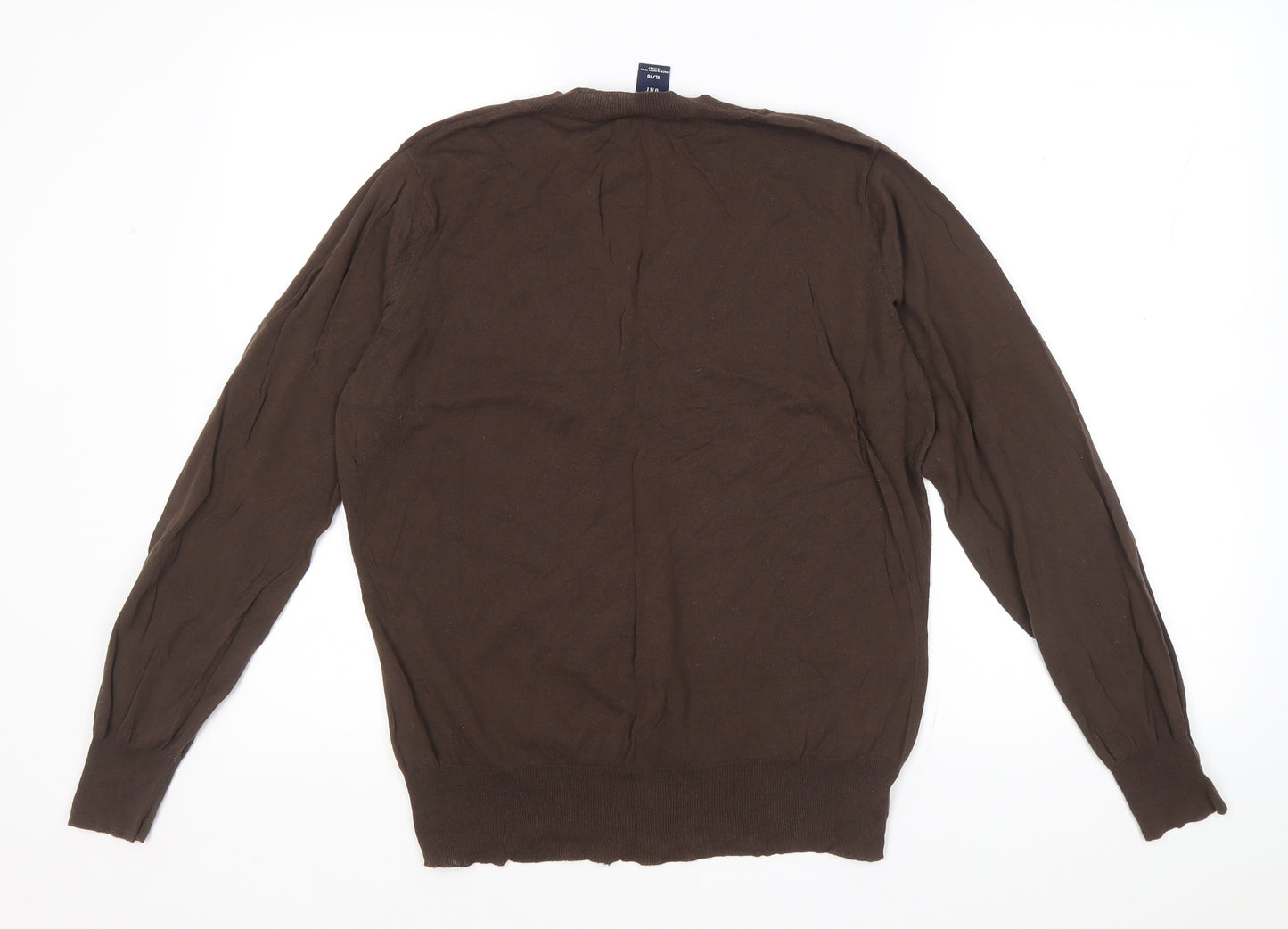 Gap Womens Brown V-Neck Cotton Pullover Jumper Size XL