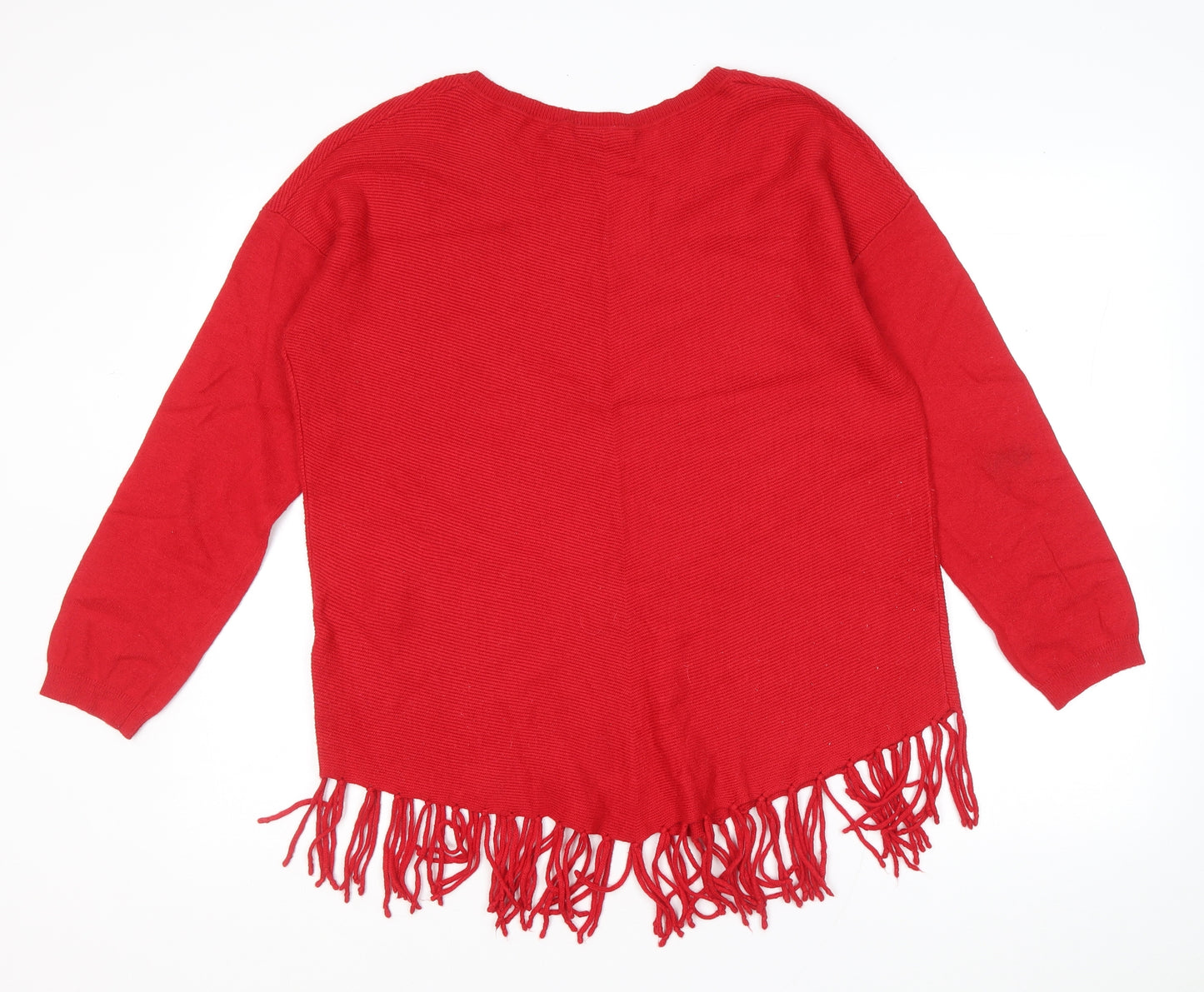 Wallis Womens Red V-Neck Nylon Pullover Jumper Size M