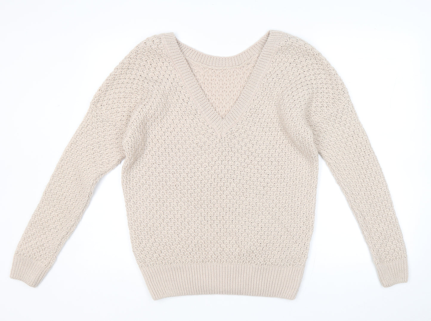 Next Womens Beige Round Neck Acrylic Pullover Jumper Size M